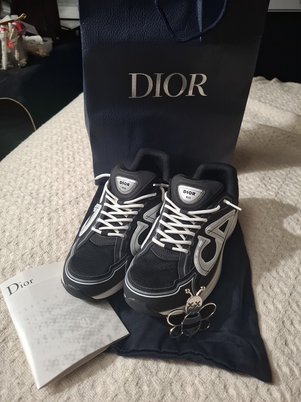 Dior Men's Black & White Runner Sneakers